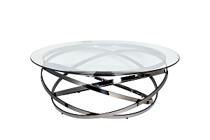 GY-CT8402BL Стол журнальный стекло прозр/темн.хром d120*40см купить по цене 46&nbsp;200  руб.